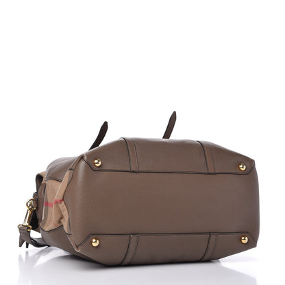 Burberry Grainy Calfskin House Check Mason Diaper Tote Tan 4 of 13