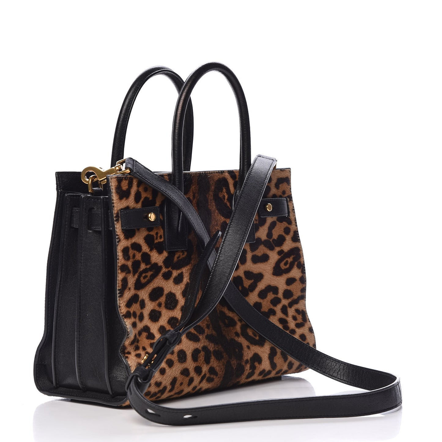Pony Effect Calfskin Leopard Print Baby Supple Sac De Jour