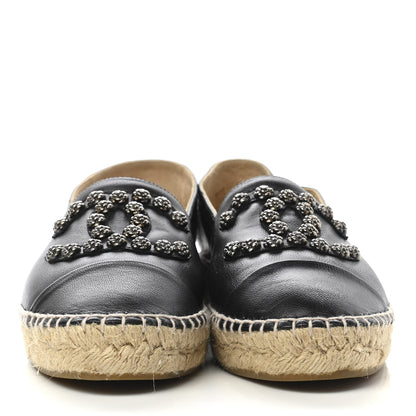 Chanel Lambskin Camellia CC Stud Espadrilles 40 Black 2 of 9