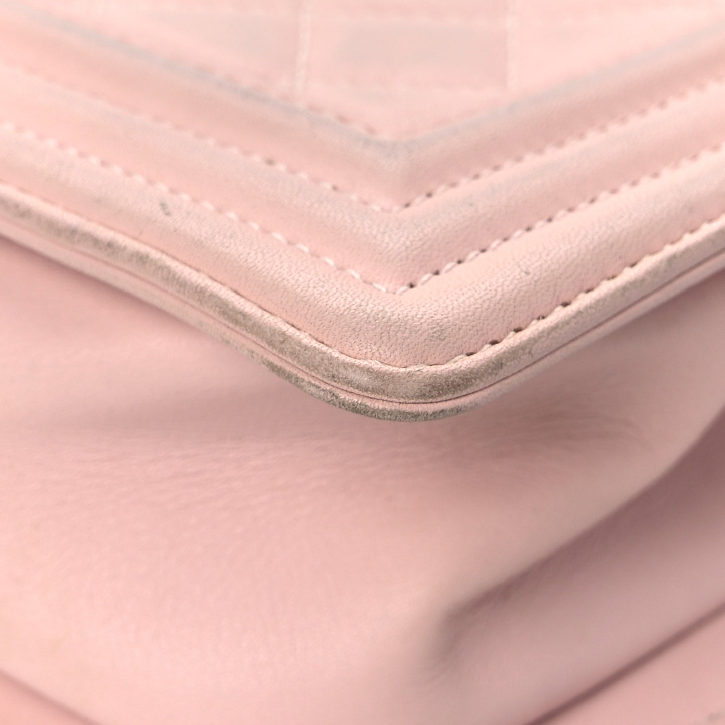 Lambskin Quilted Small Boy Flap Light Pink