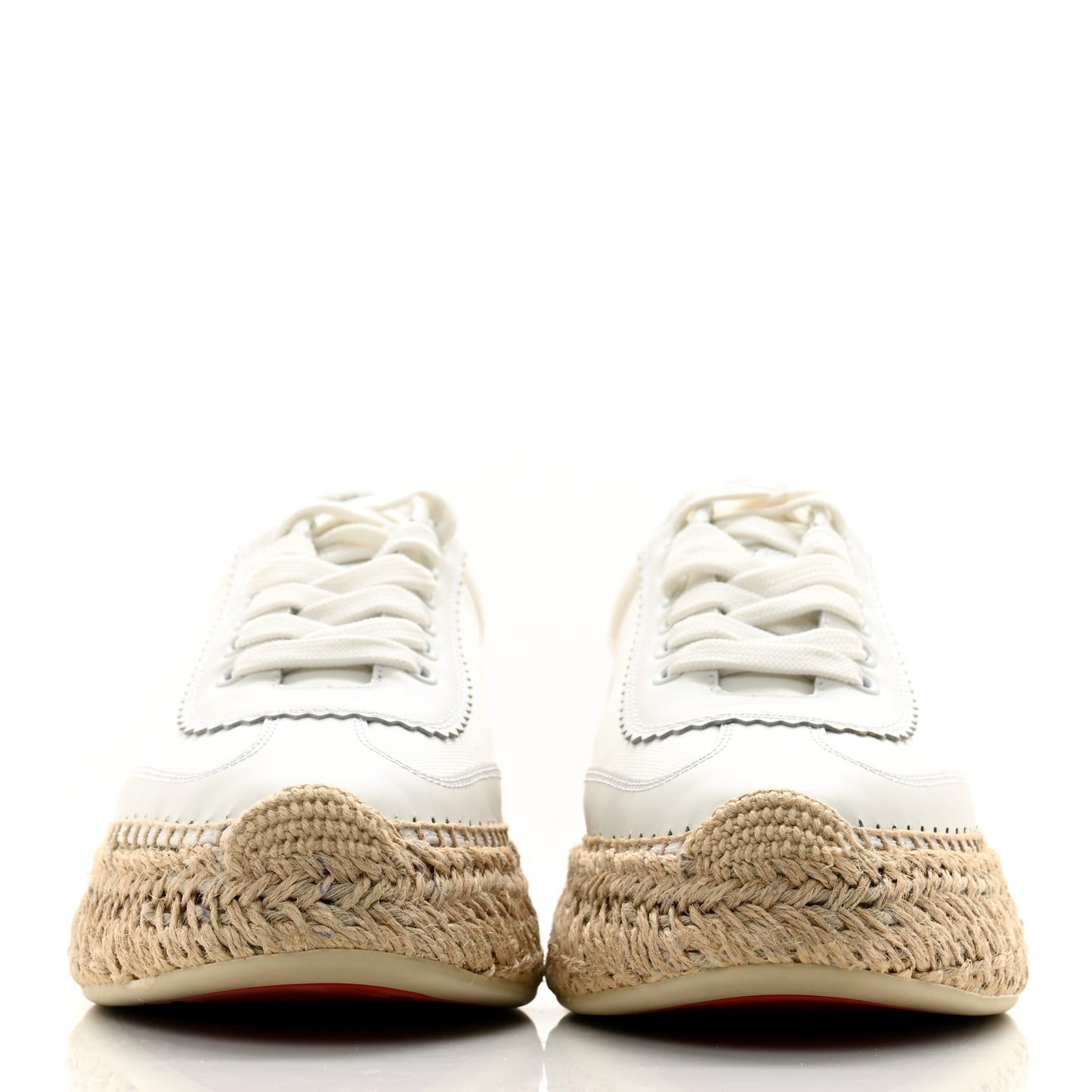 Toile Calfskin Espasneak Flat Sneaker 38 Ivory