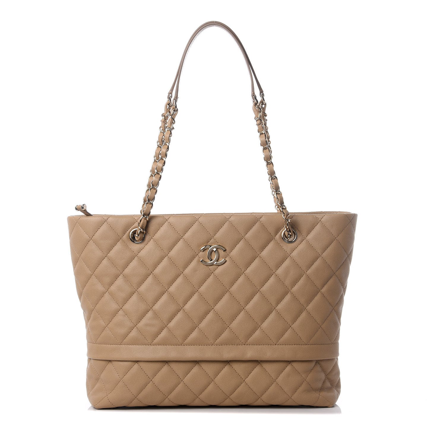Caviar Quilted Rolled Up Tote Beige
