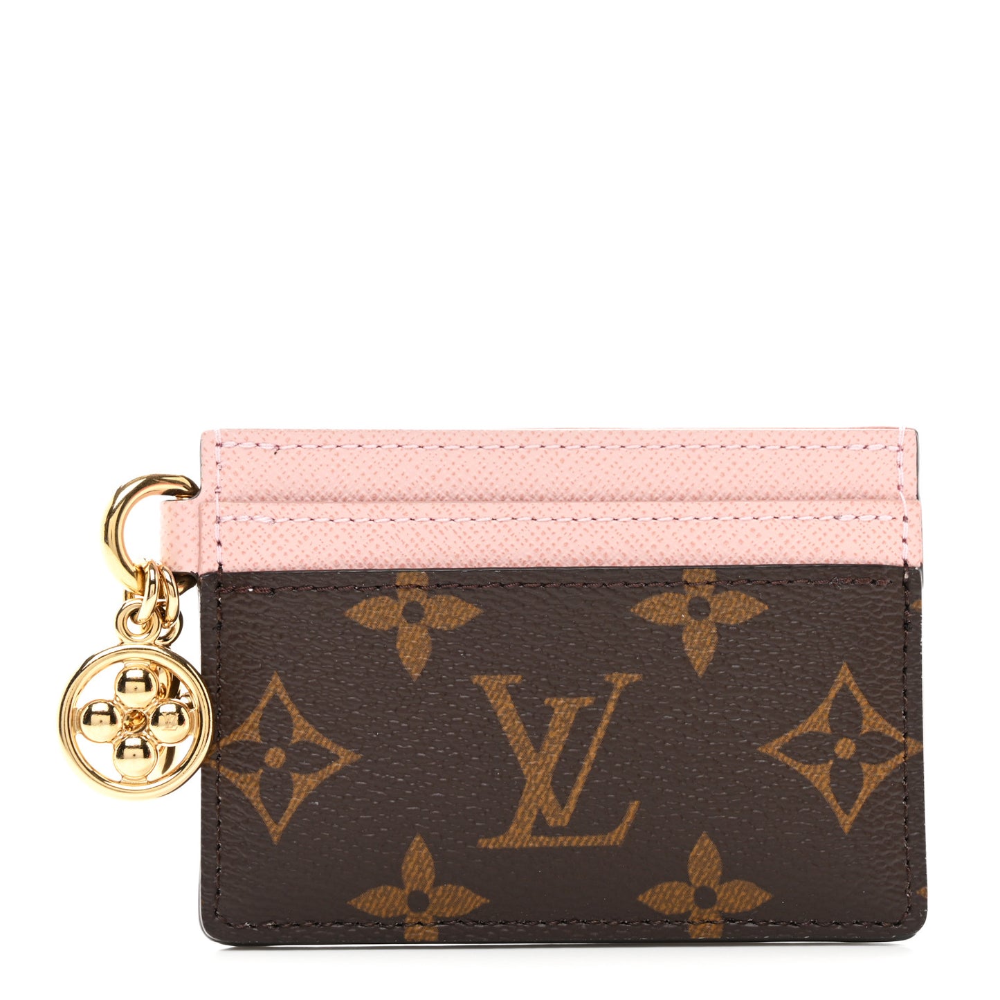 Monogram LV Charms Card Holder Rose Ballerine