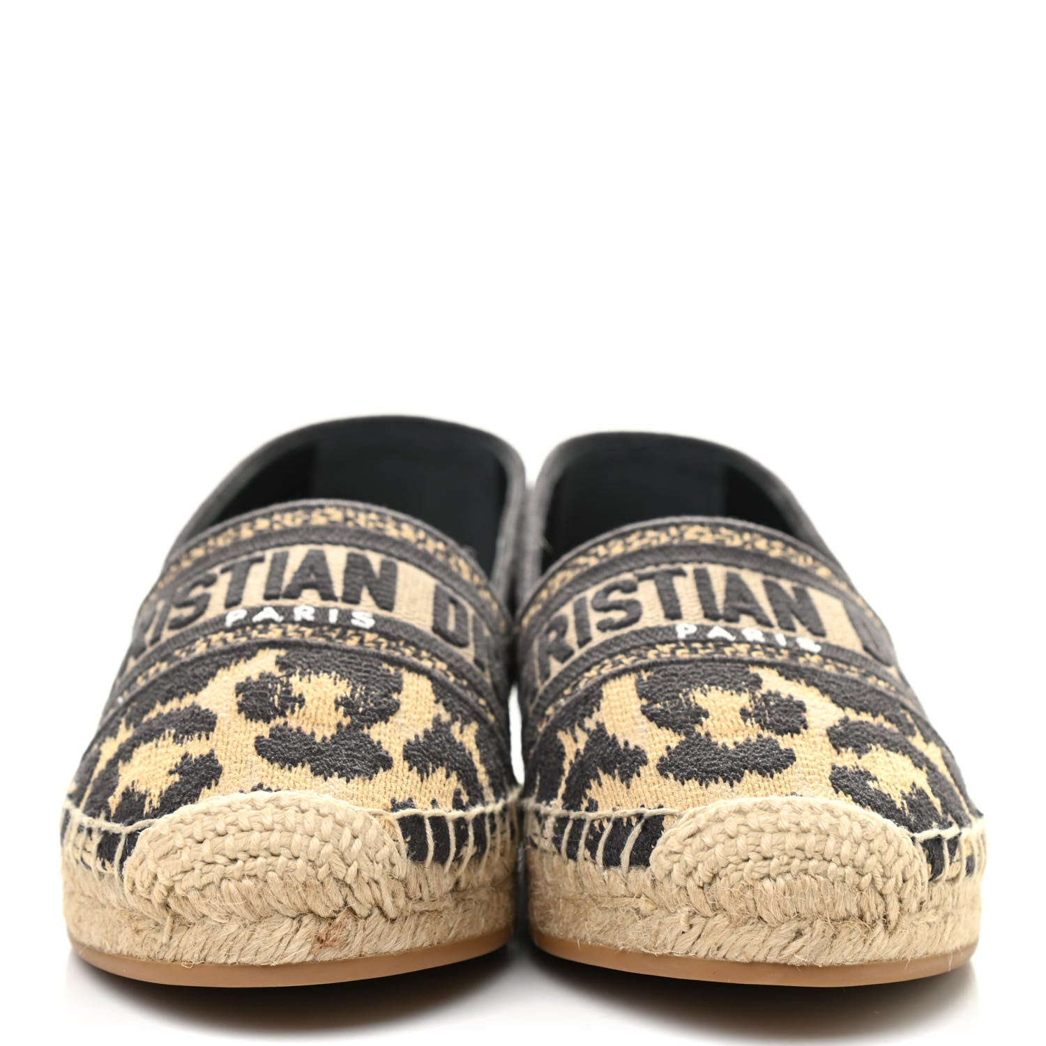 Christian Dior Cotton Embroidered Leopard Print Granville Espadrille 35.5 Natural 3 of 16