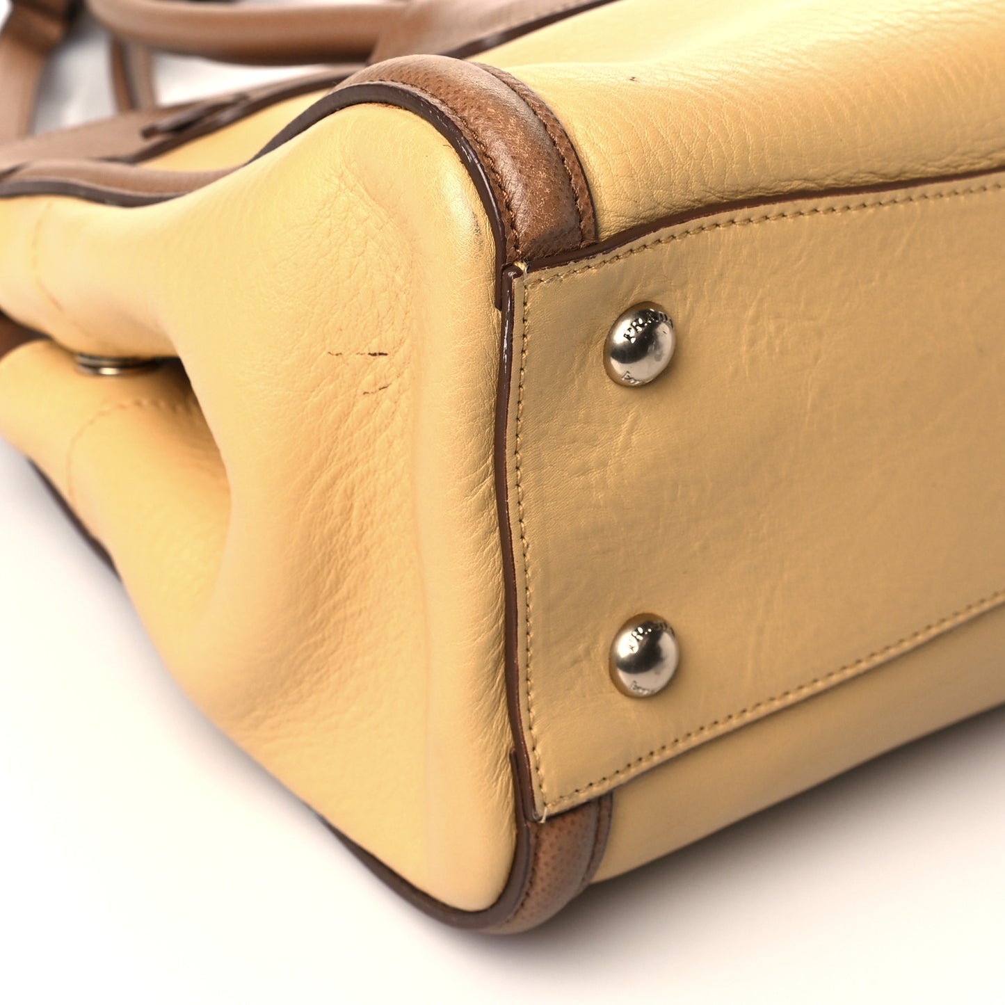 Saffiano City Calfskin Bi-Color Tote Ginestra Caramel