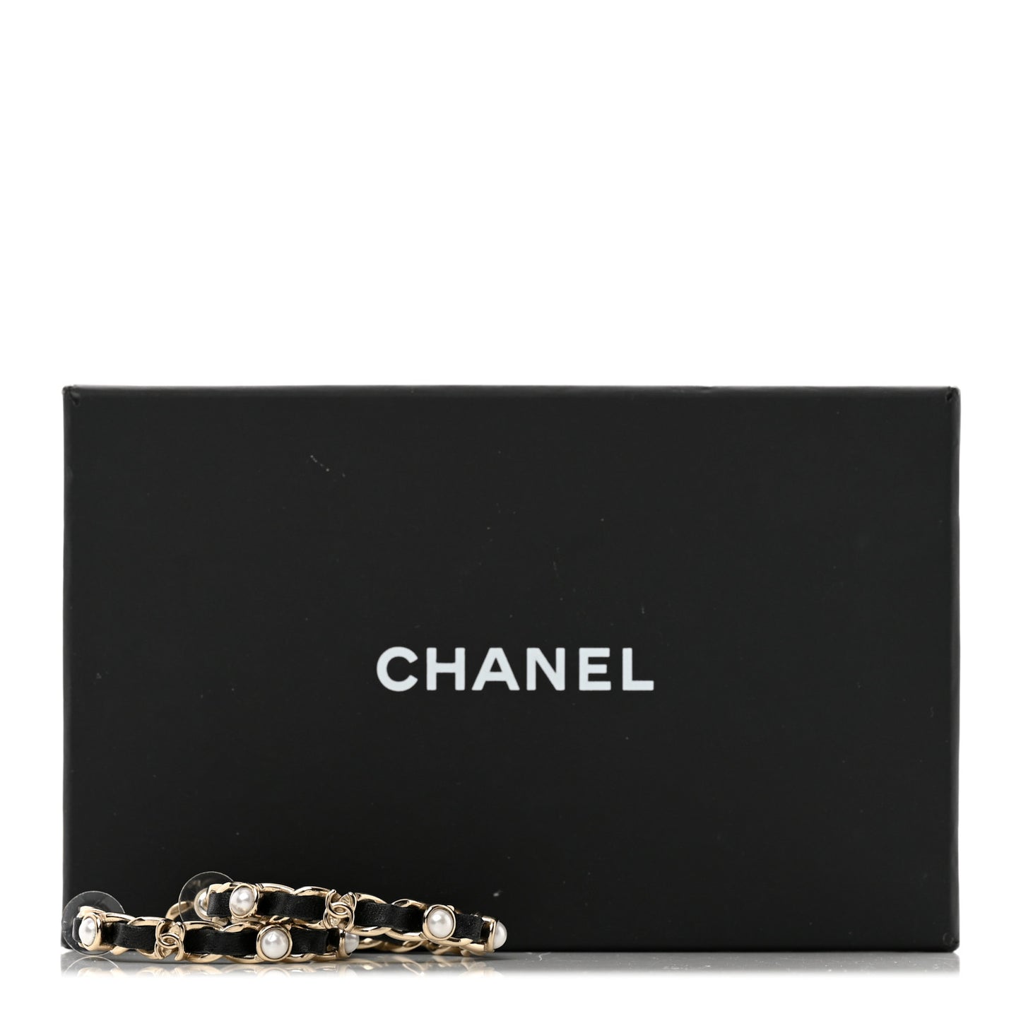 Lambskin Pearl More Is More CC Chain Hoop Earrings Gold Black