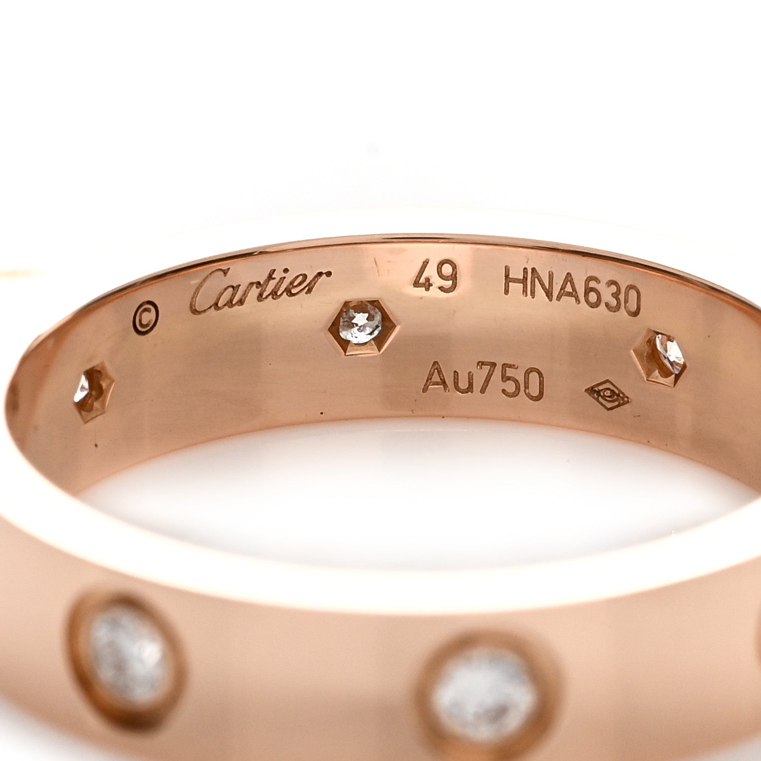 Cartier 18K Pink Gold 8 Diamond 4mm LOVE Wedding Band Ring 49 5 3 of 3