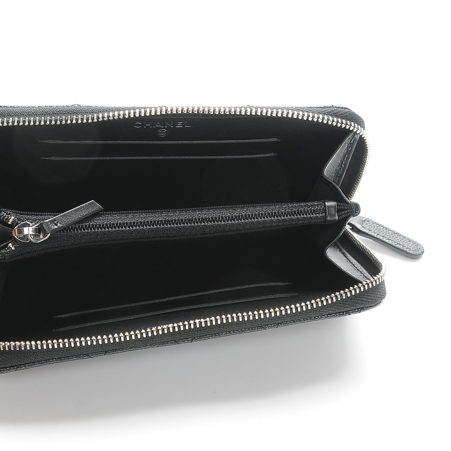 Chanel Iridescent Caviar Quilted Medium Zip Around Wallet Black 5 of 9