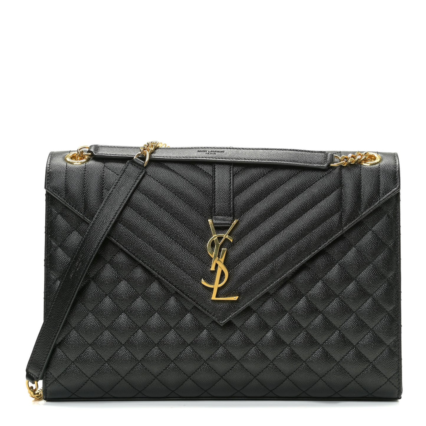 Grain De Poudre Textured Mixed Matelasse Large Triquilt Monogram Satchel Black