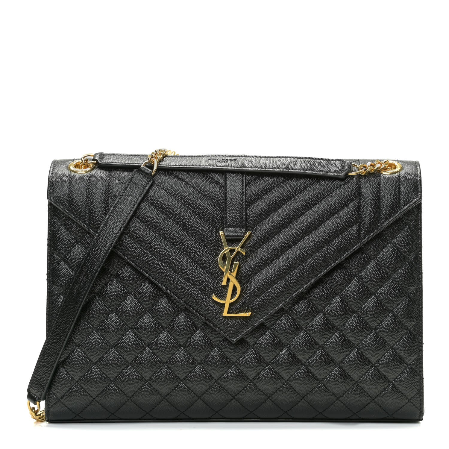 Saint Laurent Grain De Poudre Textured Mixed Matelasse Large Triquilt Monogram Satchel Black 1 of 13