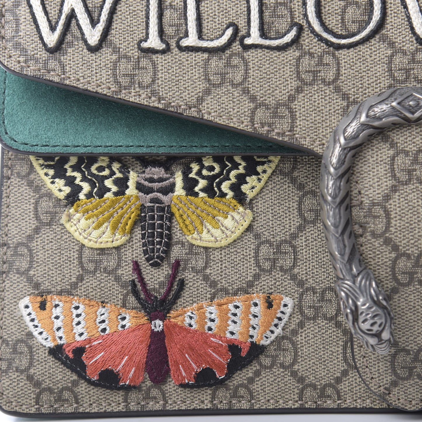 GG Supreme Monogram Willow Hill Embroidered Small Dionysus Shoulder Bag Emerald