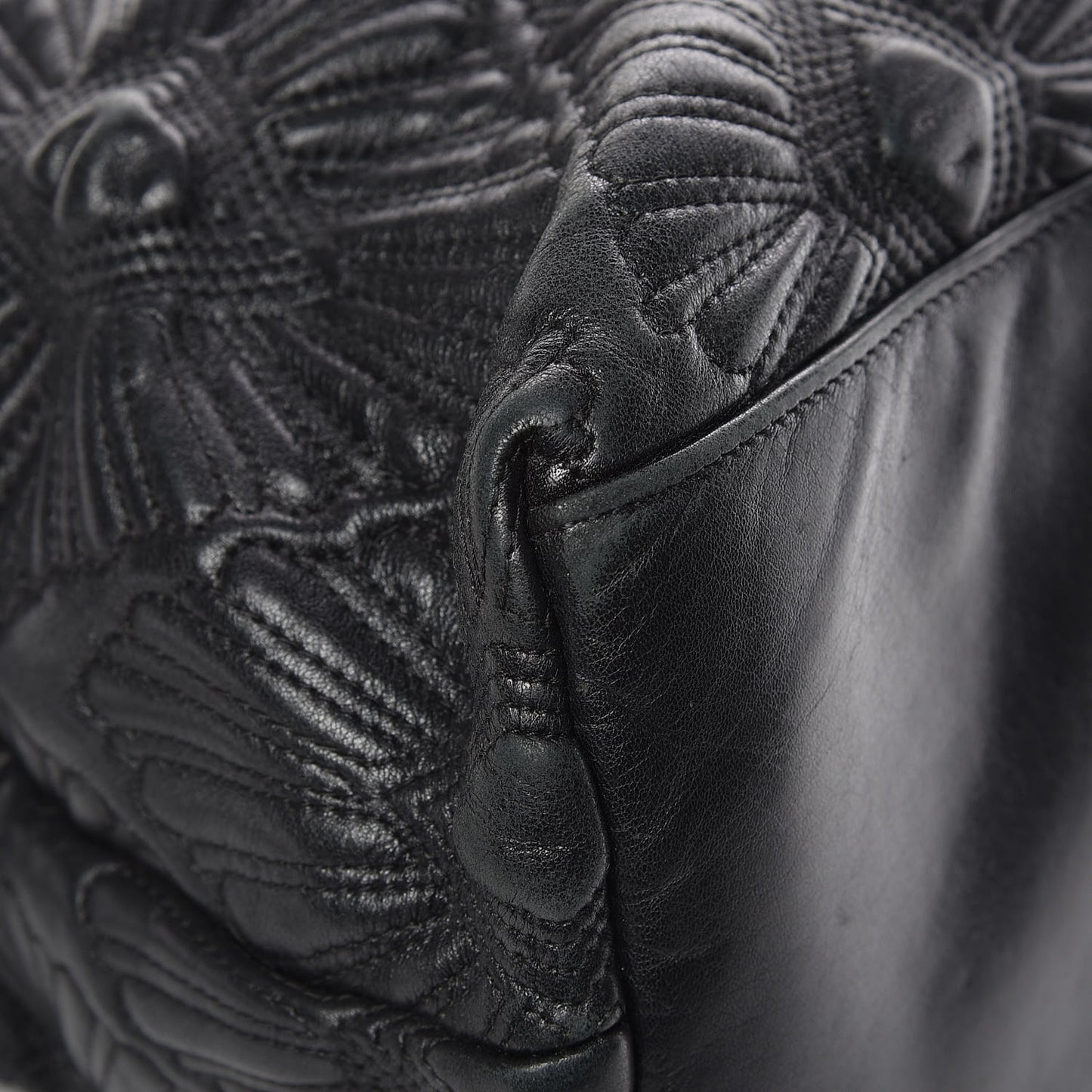 Calfskin Embroidered Ca D'Oro Tote Black