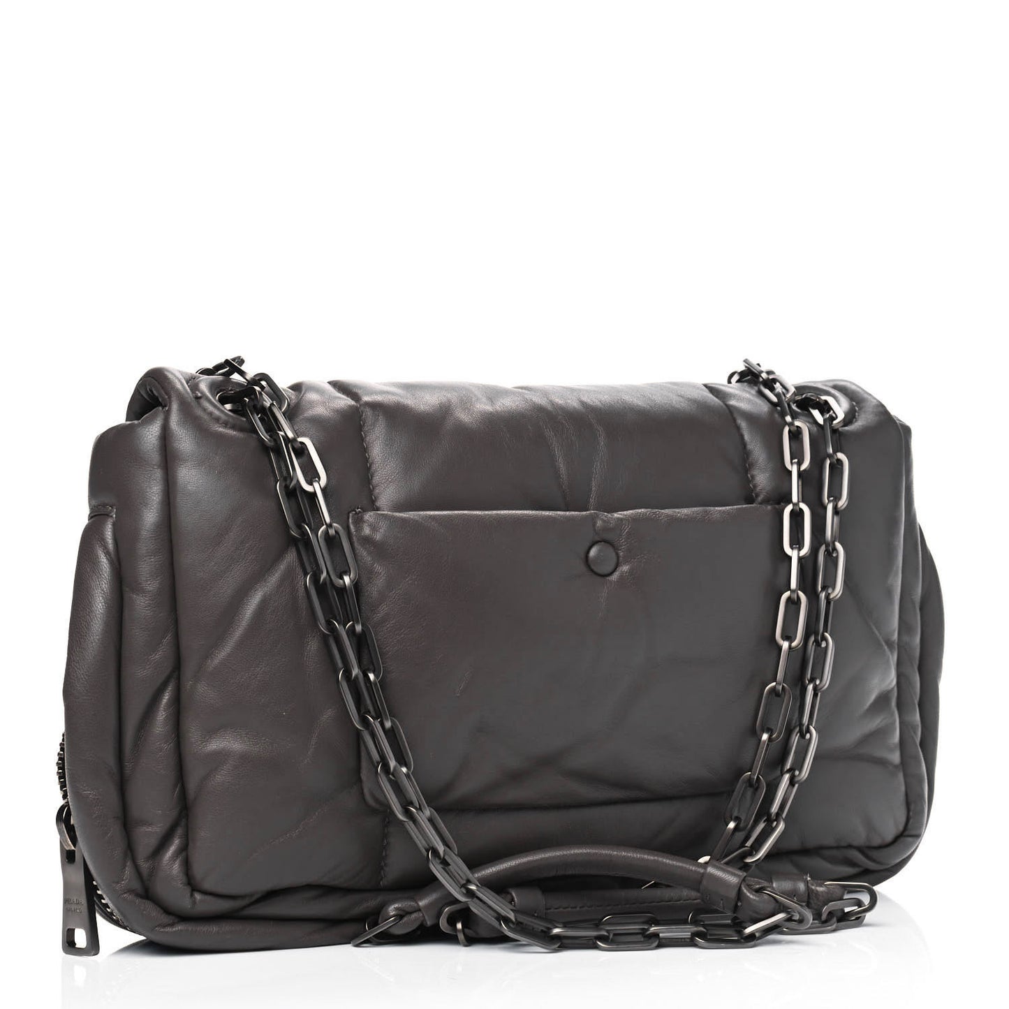 Nappa Bomber Sound Chain Flap Shoulder Bag Ardesia