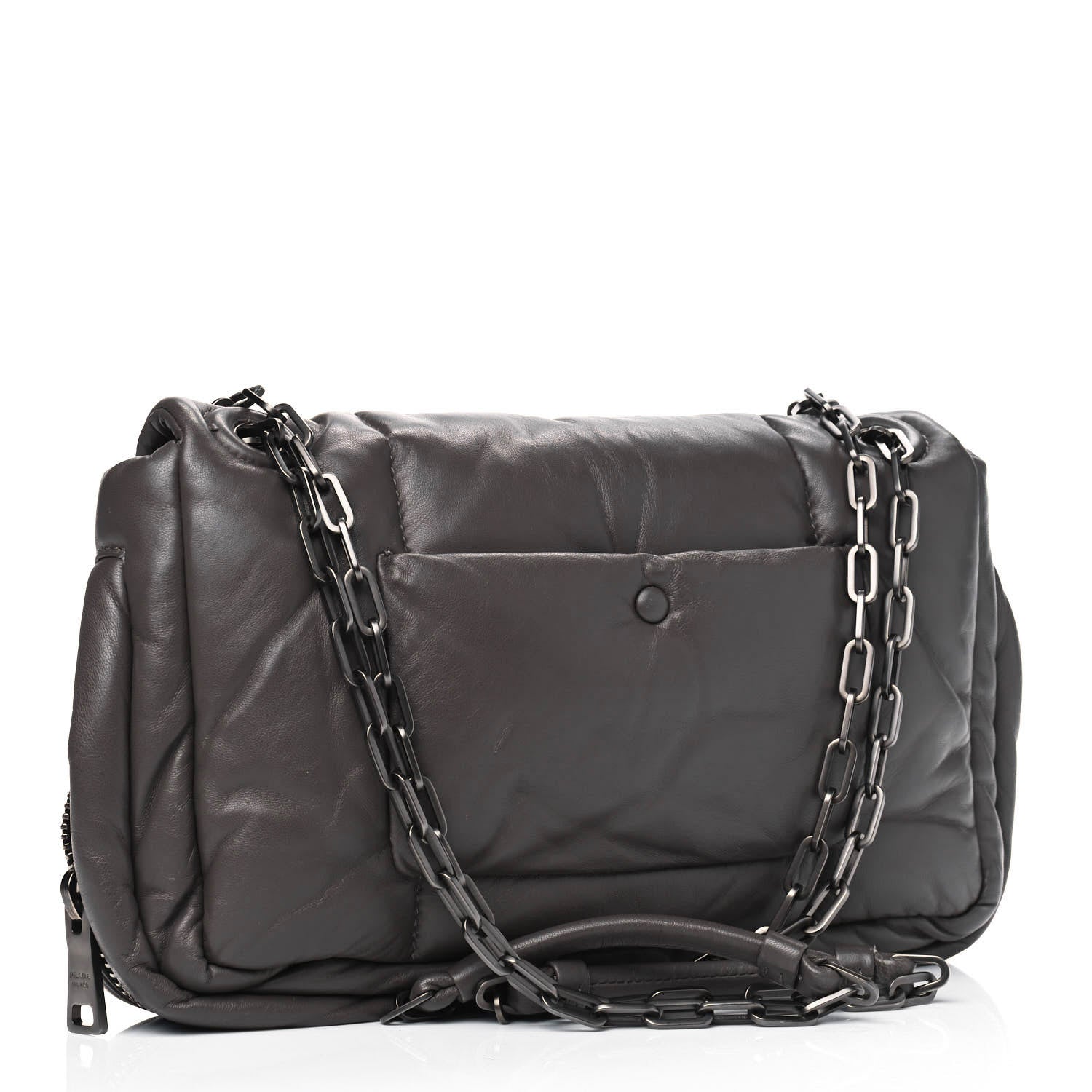Prada Nappa Bomber Sound Chain Flap Shoulder Bag Ardesia 2 of 4