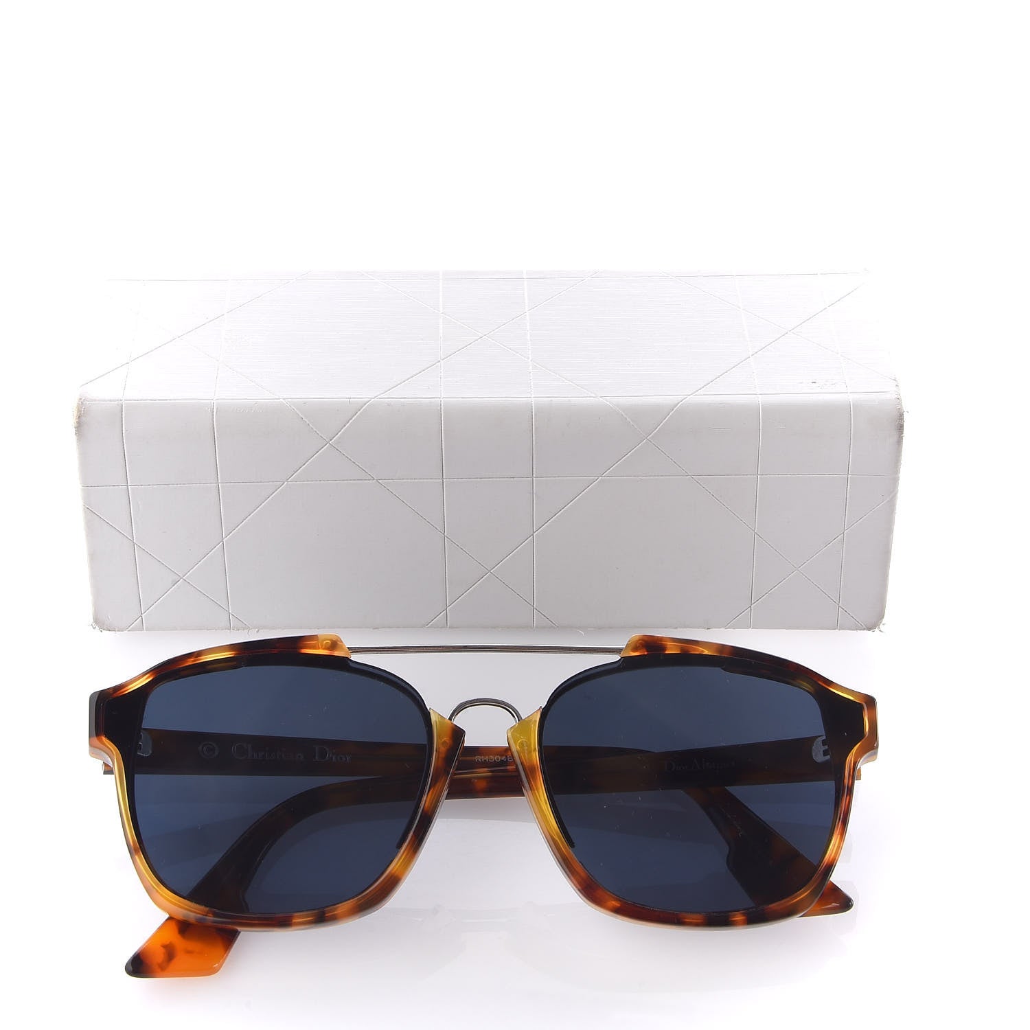 Christian Dior Abstract Square Mirrored Sunglasses Spotted Havana Blue 7 of 7