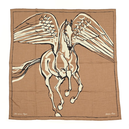 Hermes Cashmere Silk Libre Comme Pegase Shawl 140 Caramel Creme Black 1 of 5