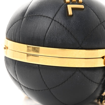 Chanel Lambskin Quilted Sphere Minaudiere Chain Clutch Black 10 of 10