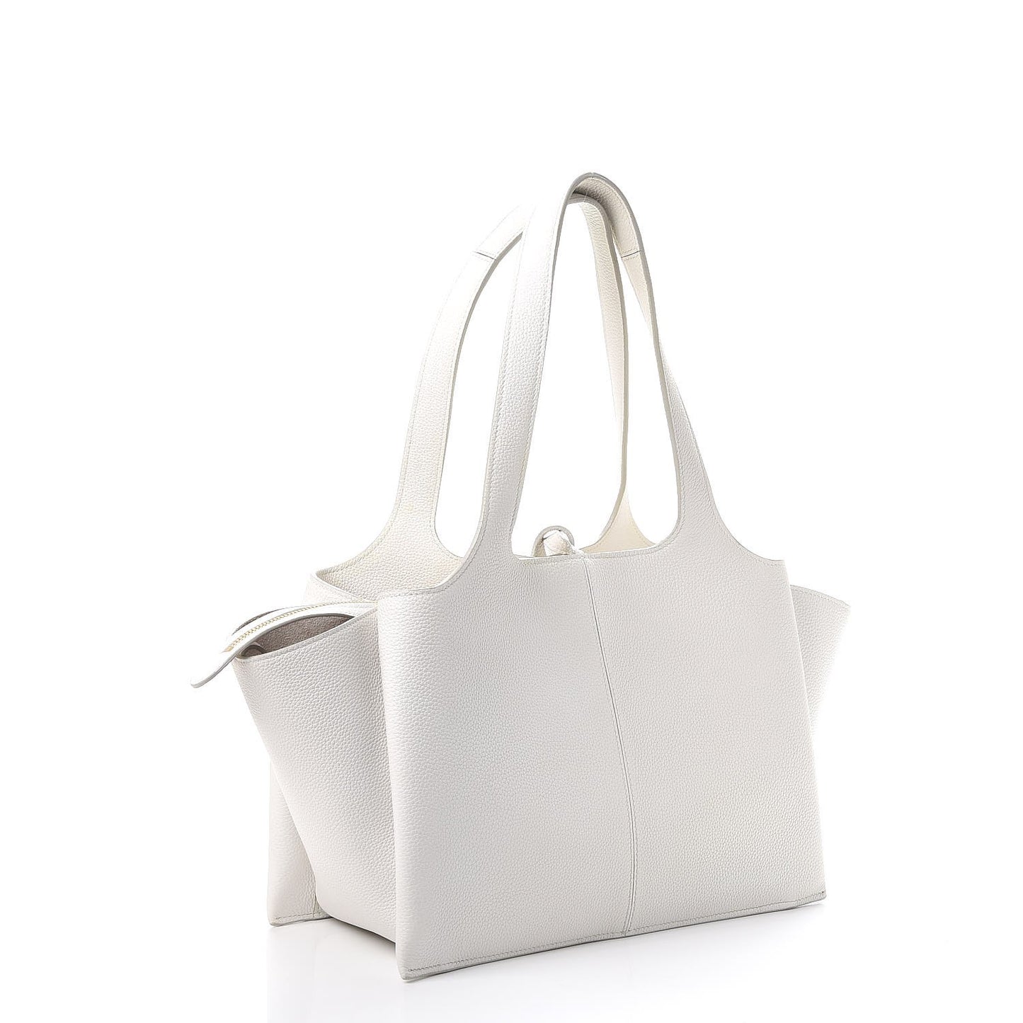 Baby Grained Calfskin Small Tri-Fold Bag White