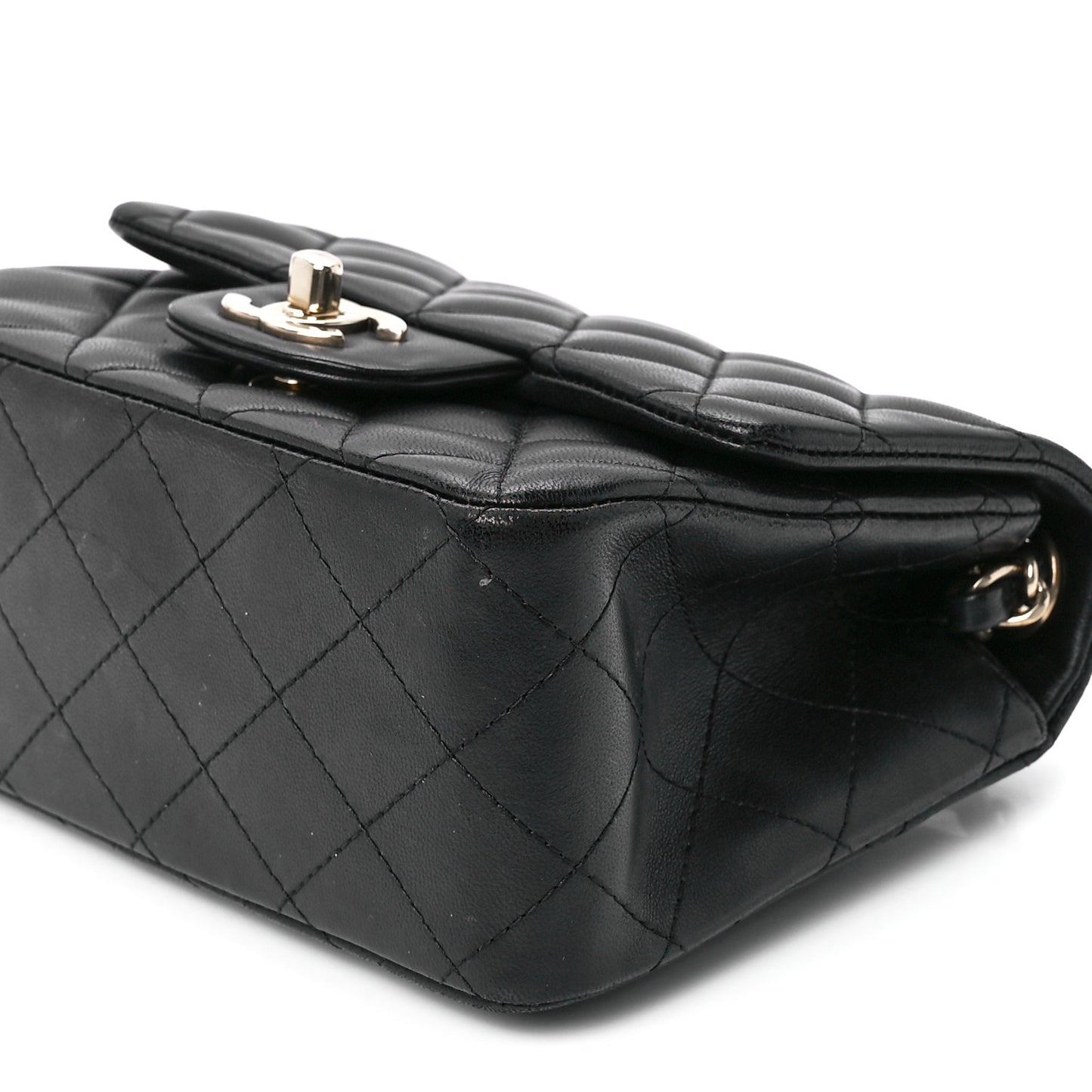 Lambskin Quilted Mini Square Flap Black