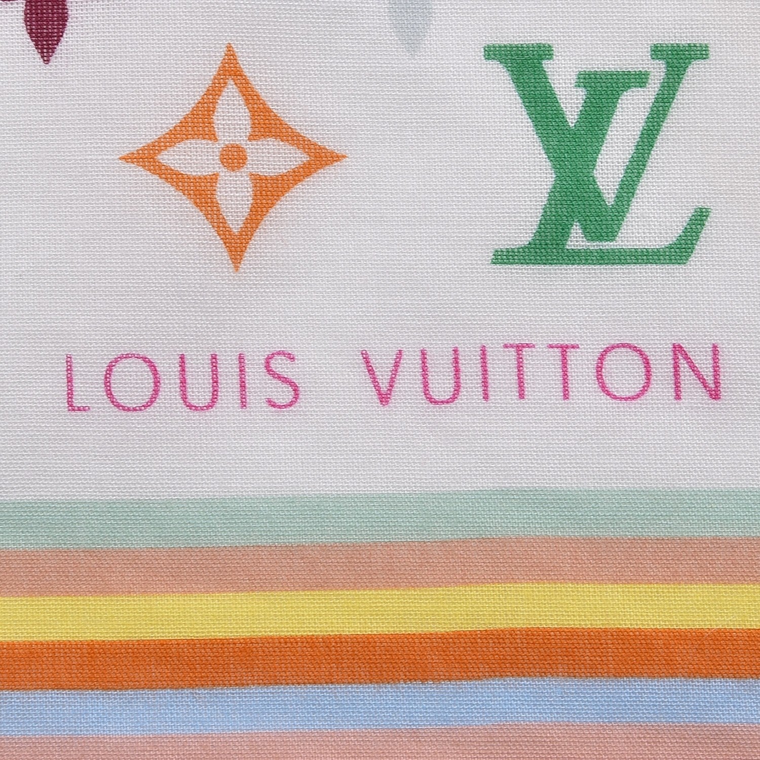 Louis Vuitton Silk Monogram Multicolor Square Scarf White 5 of 5