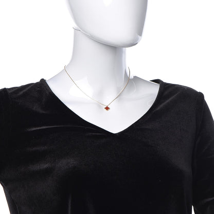 Van Cleef & Arpels 18K Rose Gold Carnelian Sweet Alhambra Pendant Necklace 2 of 7