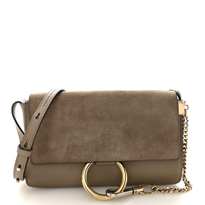 Chloe Suede Calfskin Small Faye Shoulder Bag Motty Grey 1 of 11