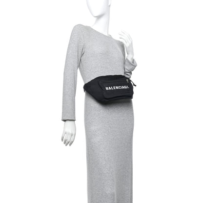 Balenciaga Recycled Sport Nylon Logo Embroidered Wheel Beltpack Black 2 of 14