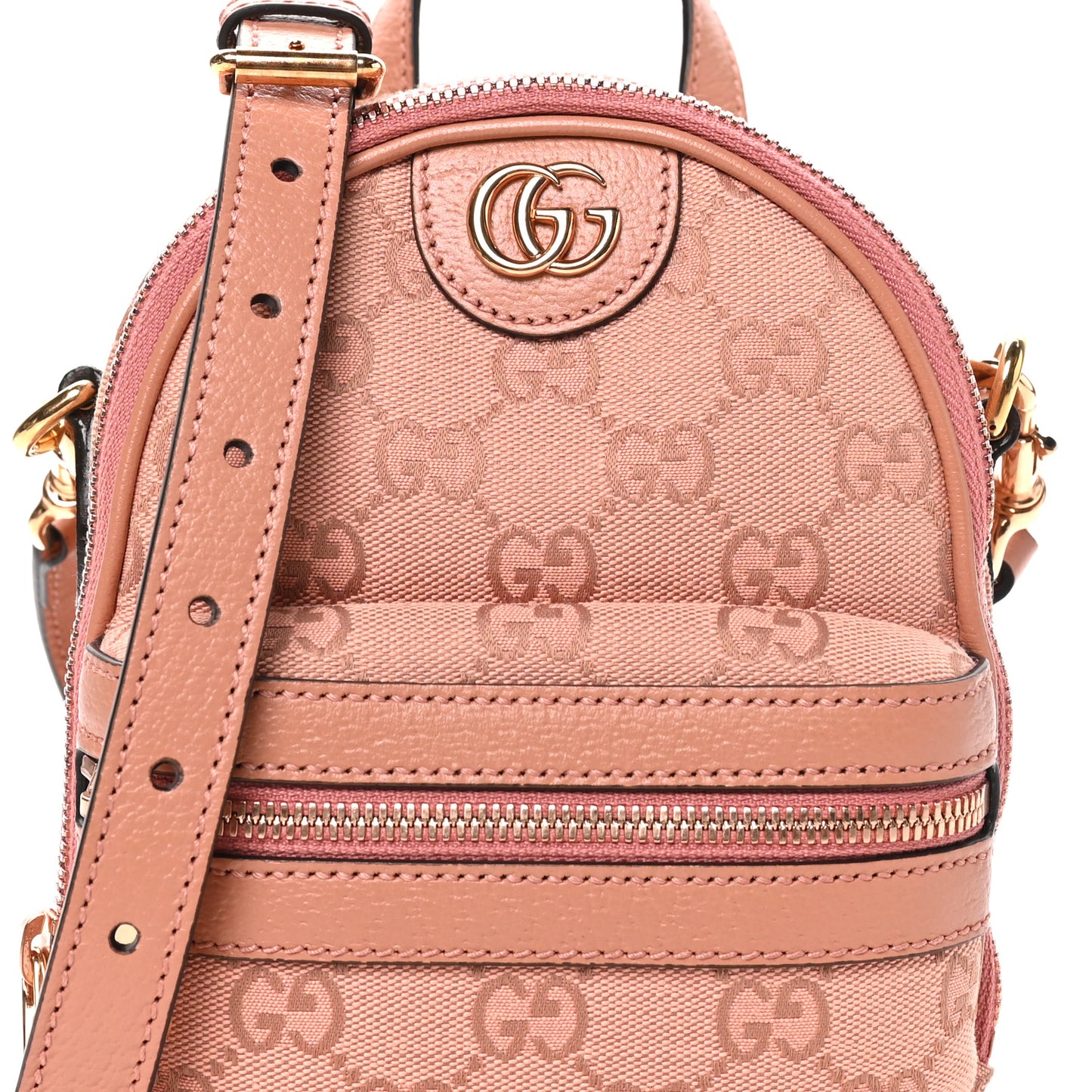 Monogram Textured Dollar Calfskin Mini Ophidia Crossbody Cloche Rose Pink