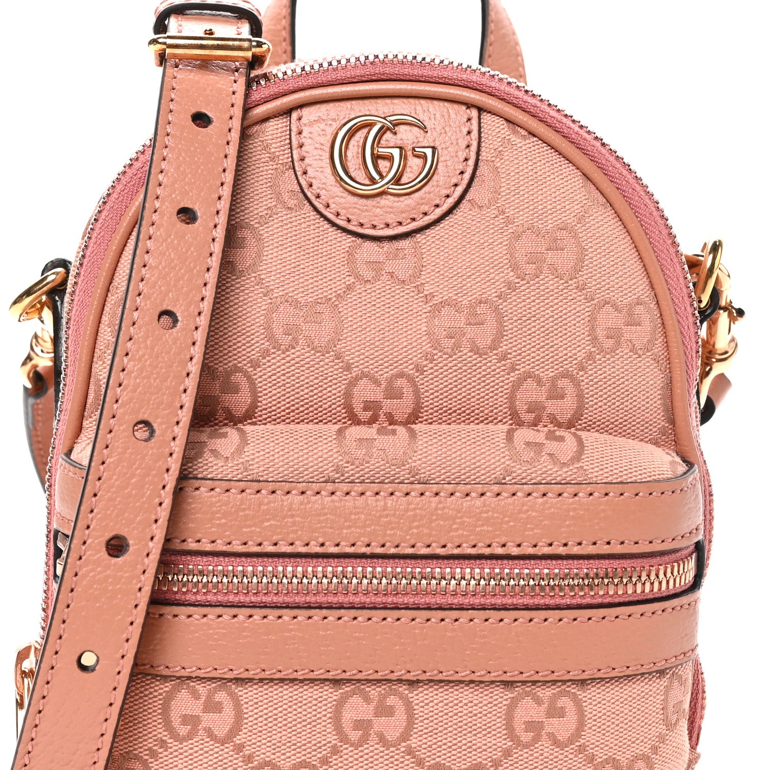 Gucci Monogram Textured Dollar Calfskin Mini Ophidia Crossbody Cloche Rose Pink 7 of 9