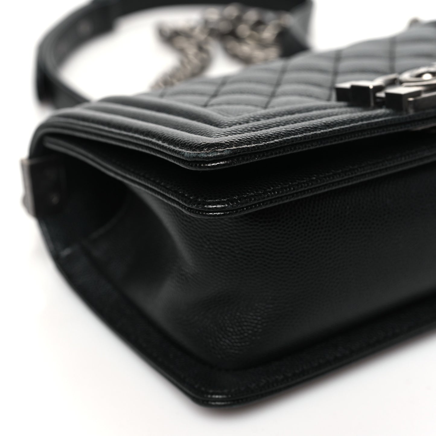 Caviar Quilted Small Boy Flap Black