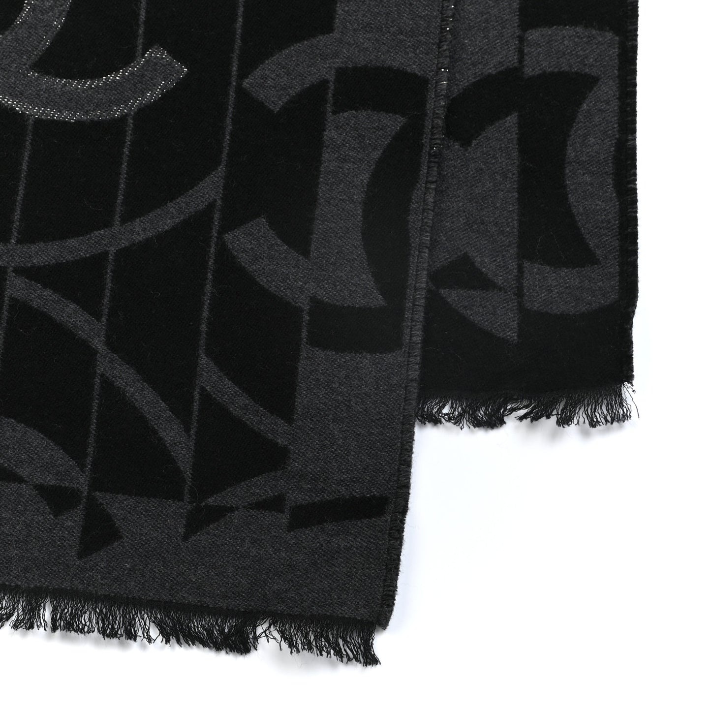 Wool Silk CC Scarf Grey Black