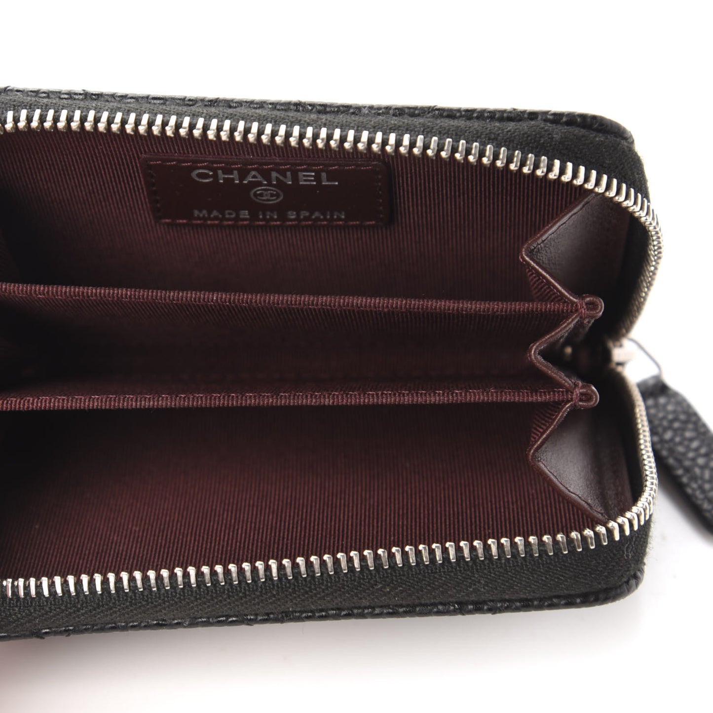 Caviar Quilted Zip Coin Purse Black