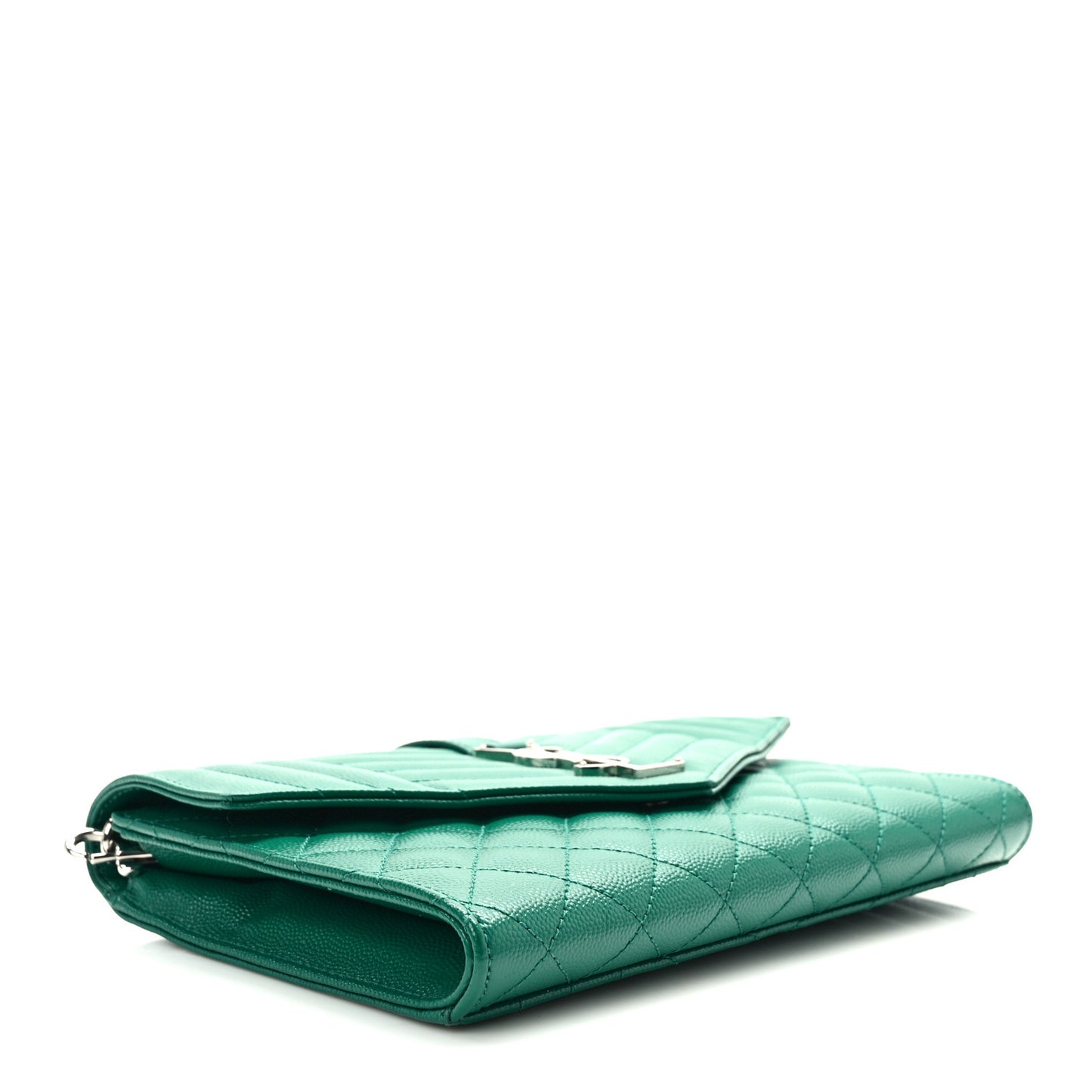 Grain De Poudre Textured Mixed Matelasse Triquilt Monogram Clutch Green Field