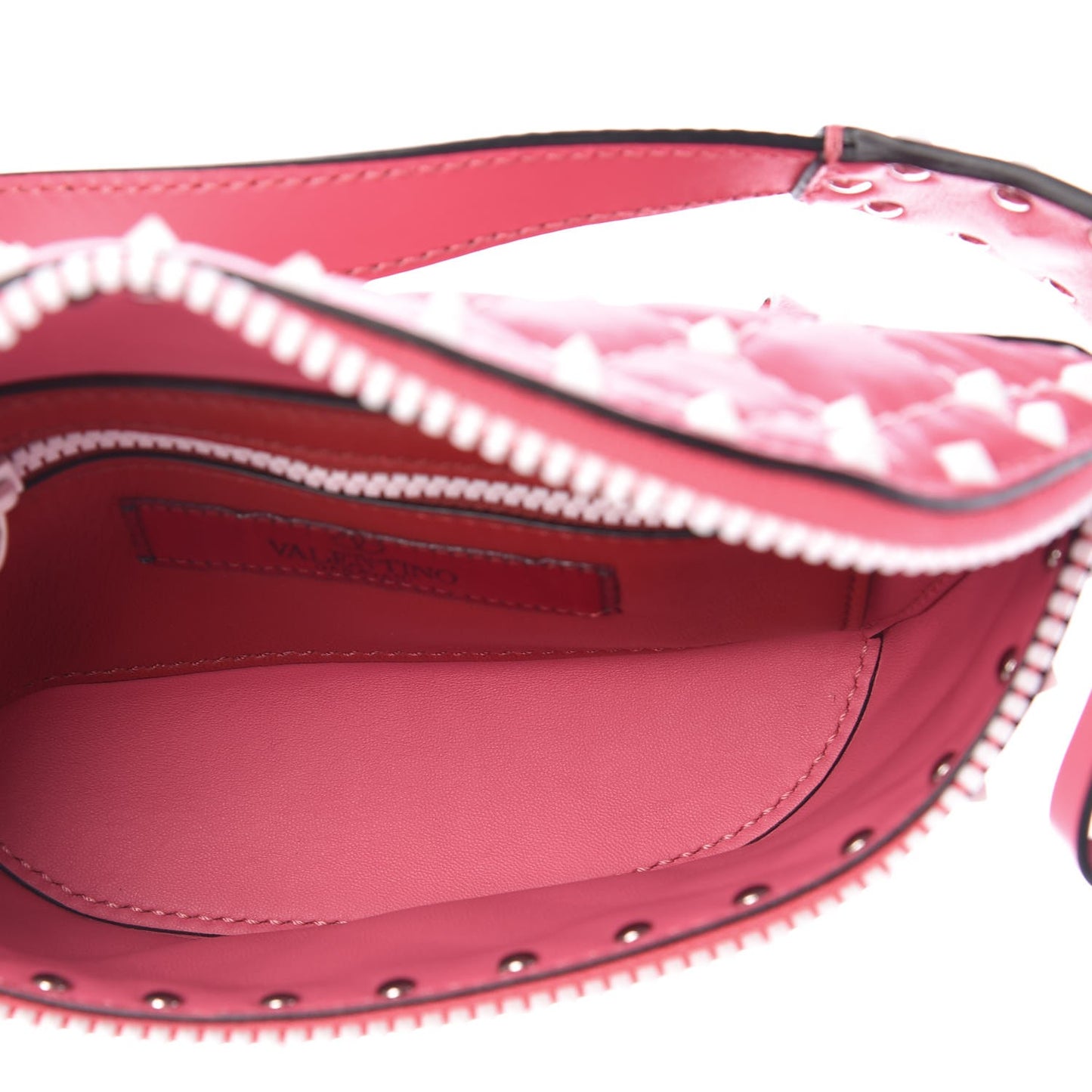 Lambskin Free Rockstud Spike Belt Bag Shadow Pink