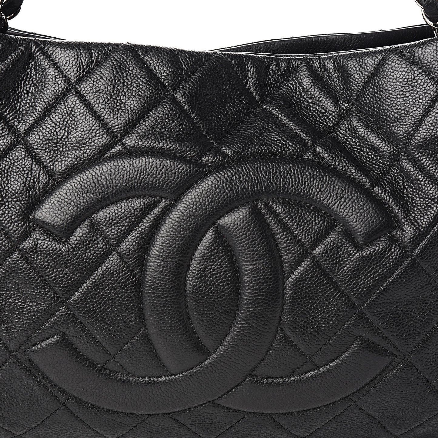 Caviar Quilted Expandable Zip Shoulder Bag Black