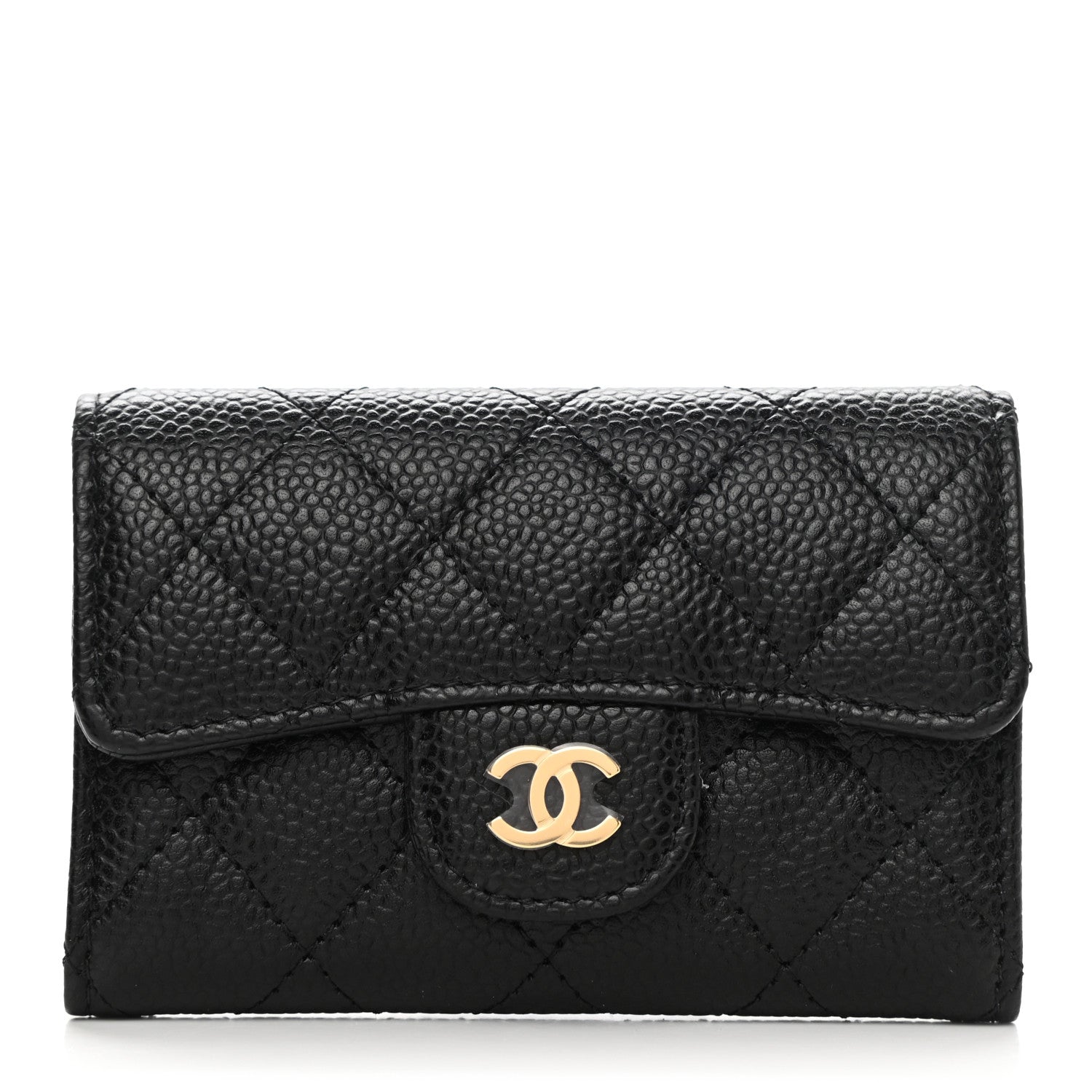 Chanel Caviar Quilted Flap Card Holder Wallet Black 1 of 9