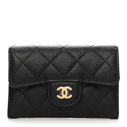 Chanel Caviar Quilted Flap Card Holder Wallet Black 1 of 9