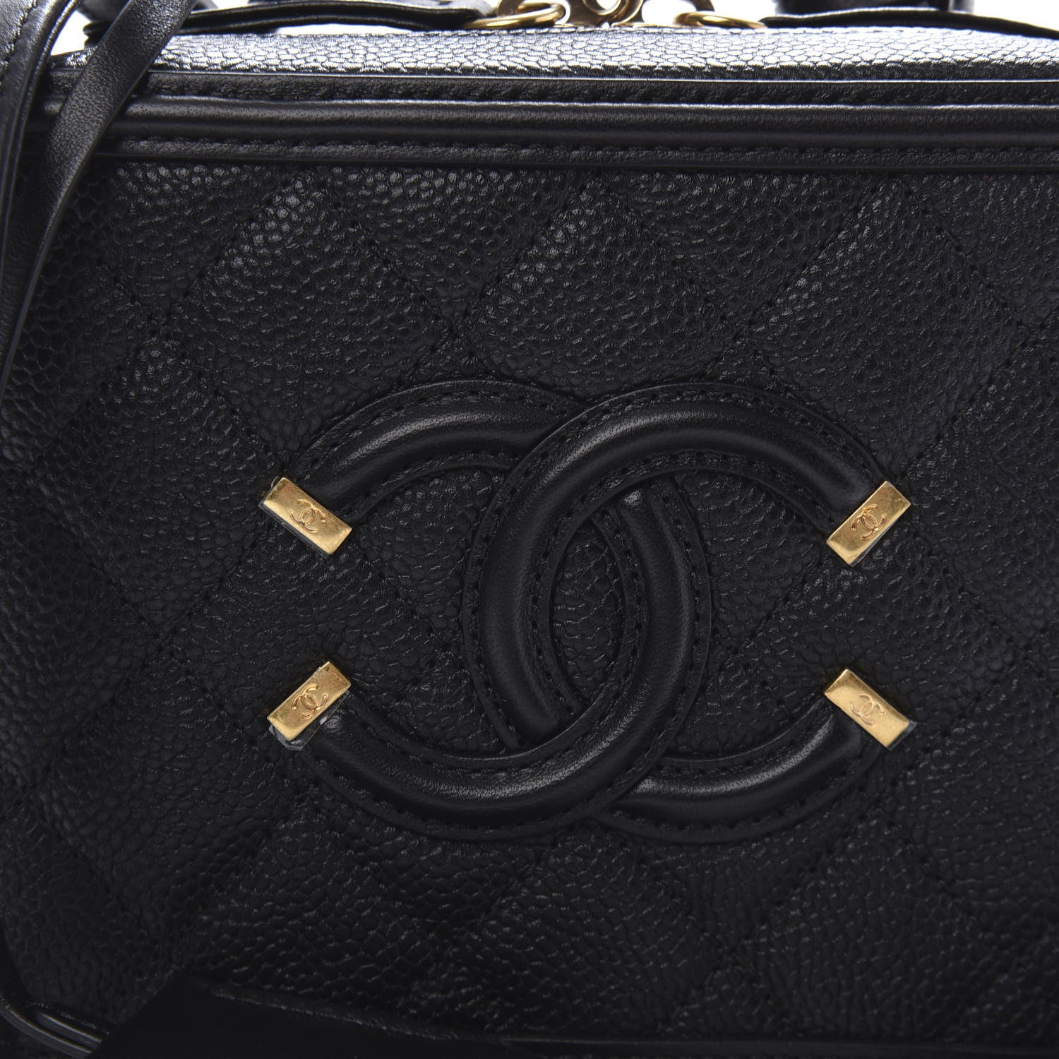 Chanel Caviar Quilted Small CC Filigree Vanity Case Black 10 of 11
