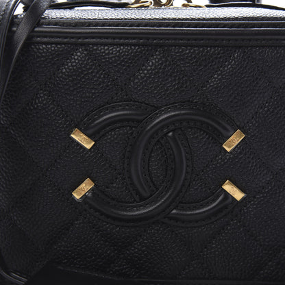 Chanel Caviar Quilted Small CC Filigree Vanity Case Black 10 of 11