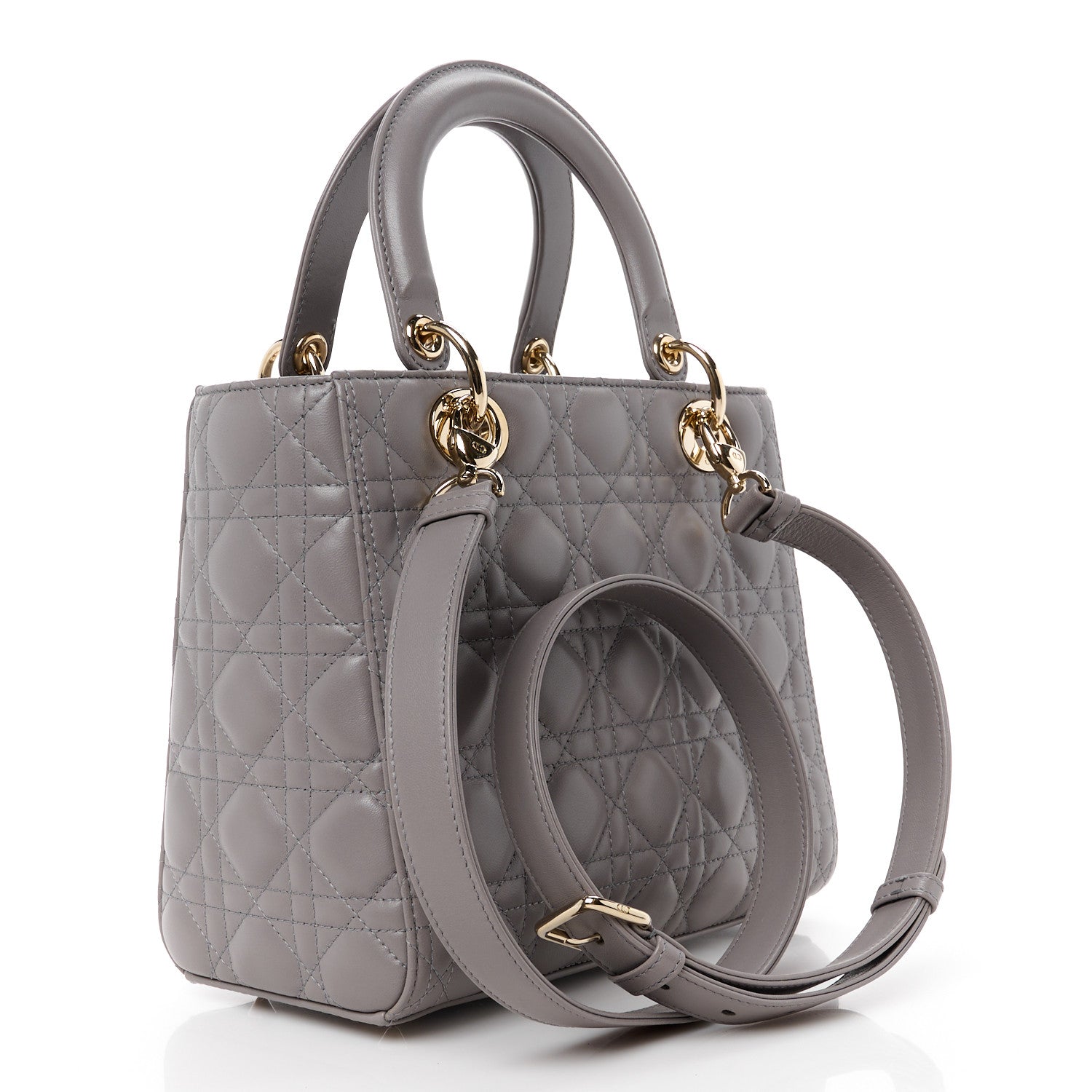 Christian Dior Lambskin Cannage Medium Lady Dior Grey 3 of 10