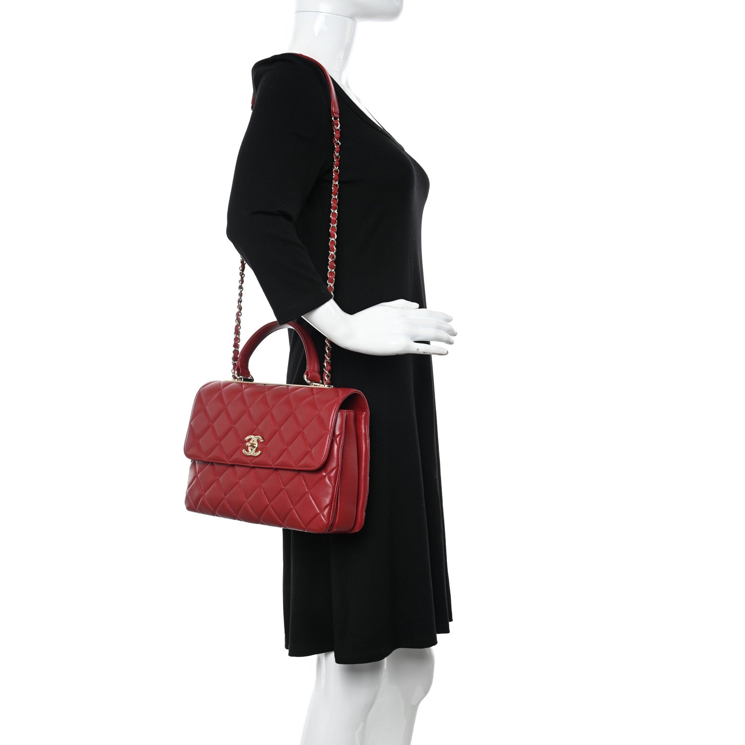Chanel Lambskin Quilted Medium Trendy CC Flap Dual Handle Bag Red 2 of 11