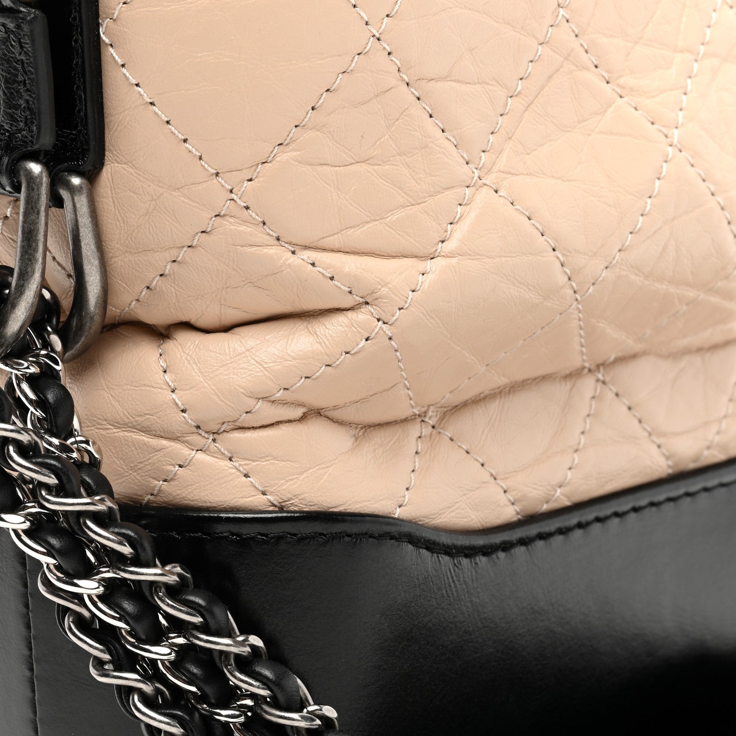 Chanel Aged Calfskin Quilted New Medium Gabrielle Hobo Beige Black 9 of 11