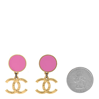 Chanel Enamel CC Drop Earrings Gold Pink 2 of 5