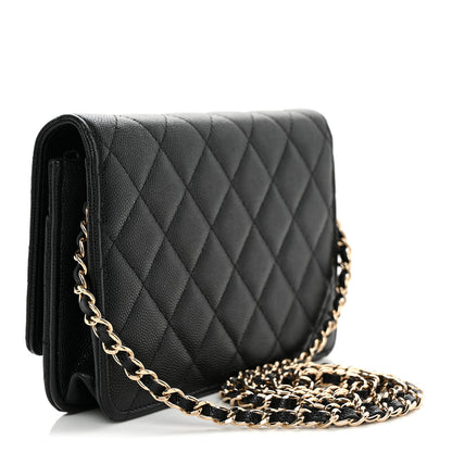 Chanel Caviar Quilted Crystal CC Wallet On Chain WOC Black 3 of 11
