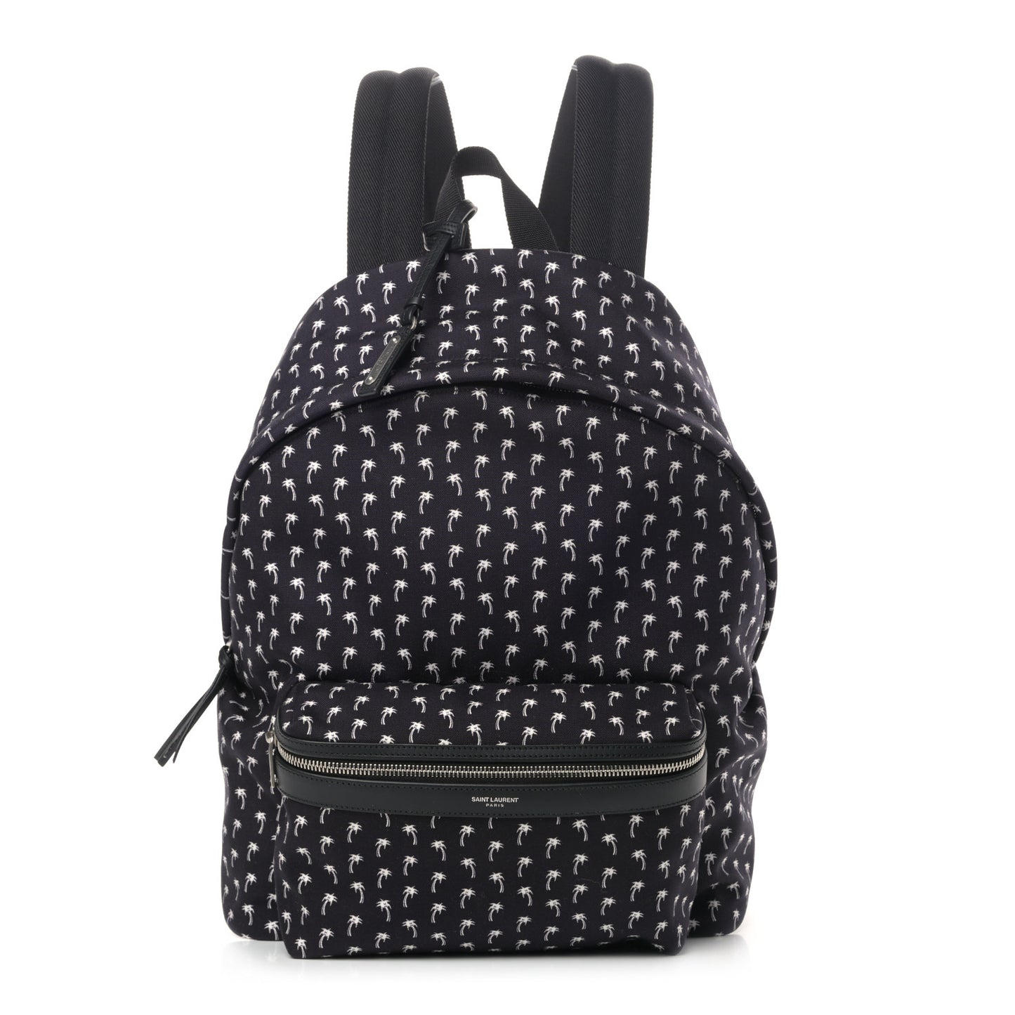 Canvas Palm Tree Print City Backpack Black White