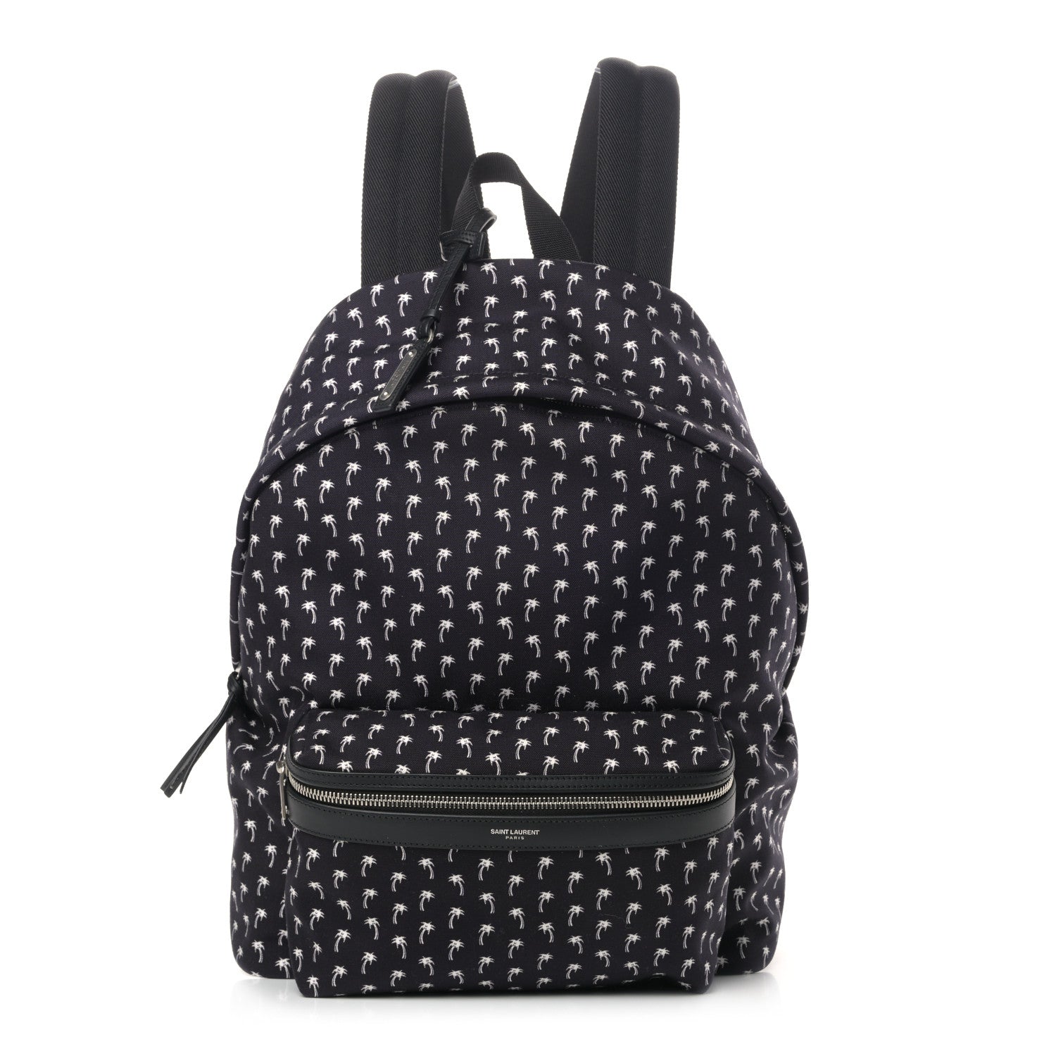 Saint Laurent Canvas Palm Tree Print City Backpack Black White 1 of 9
