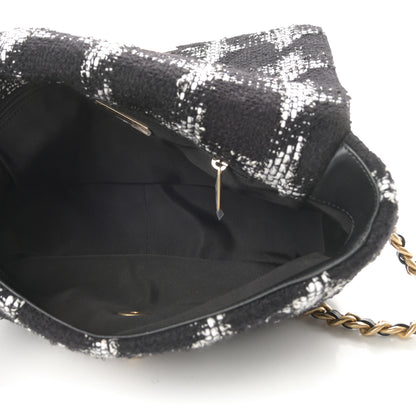 Chanel Tweed Quilted Large Chanel 19 Flap Black White 5 of 10