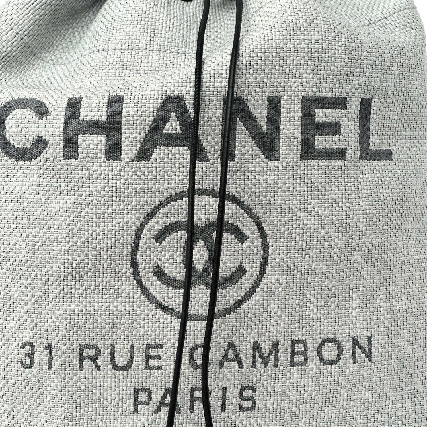 Chanel Woven Straw Raffia Large Deauville Backpack Grey Black 8 of 11