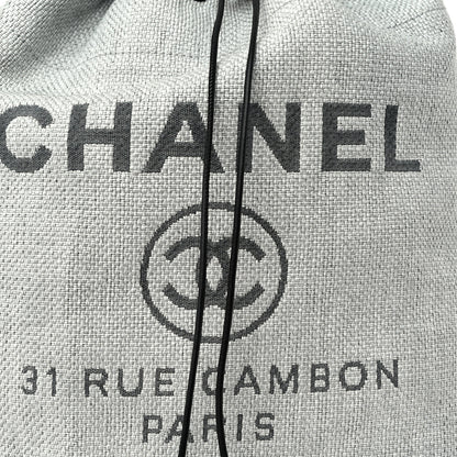 Chanel Woven Straw Raffia Large Deauville Backpack Grey Black 8 of 11