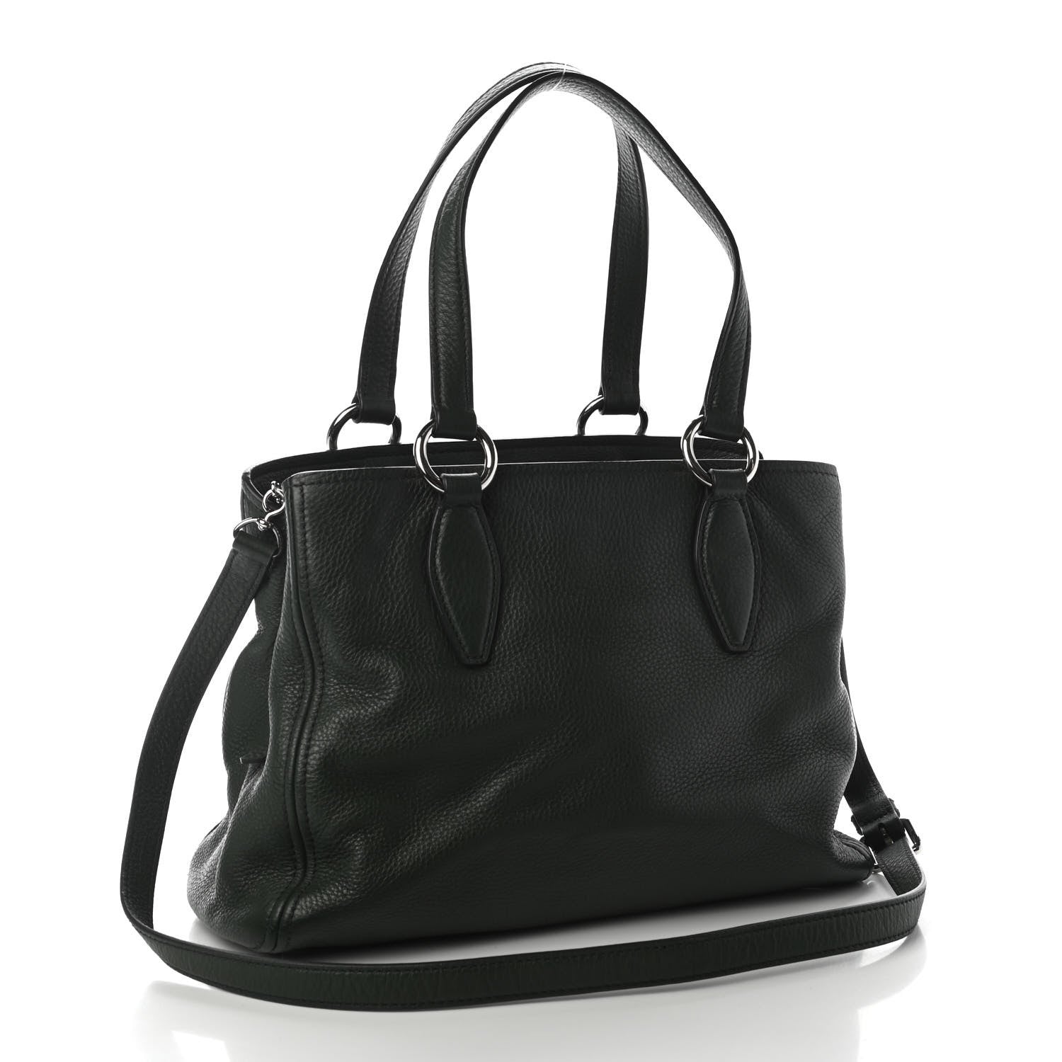 Miu Miu Goatskin Madras Zip Tote Green 3 of 9